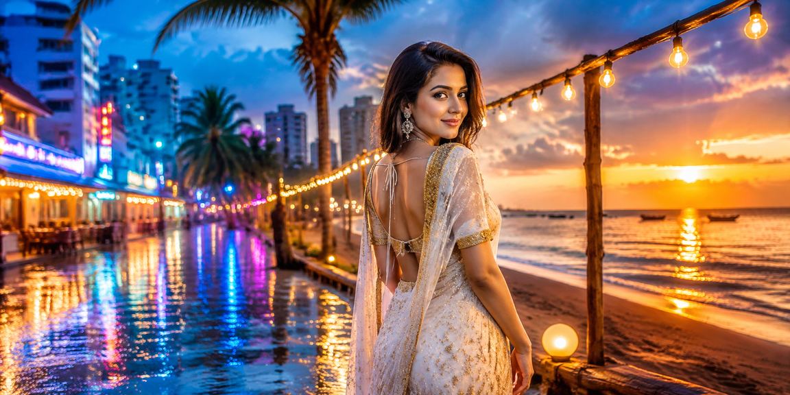 সেন্ট মার্টিনের ক্যাসিনো বিনোদন স্থান এবং শাড়িতে মহিলা